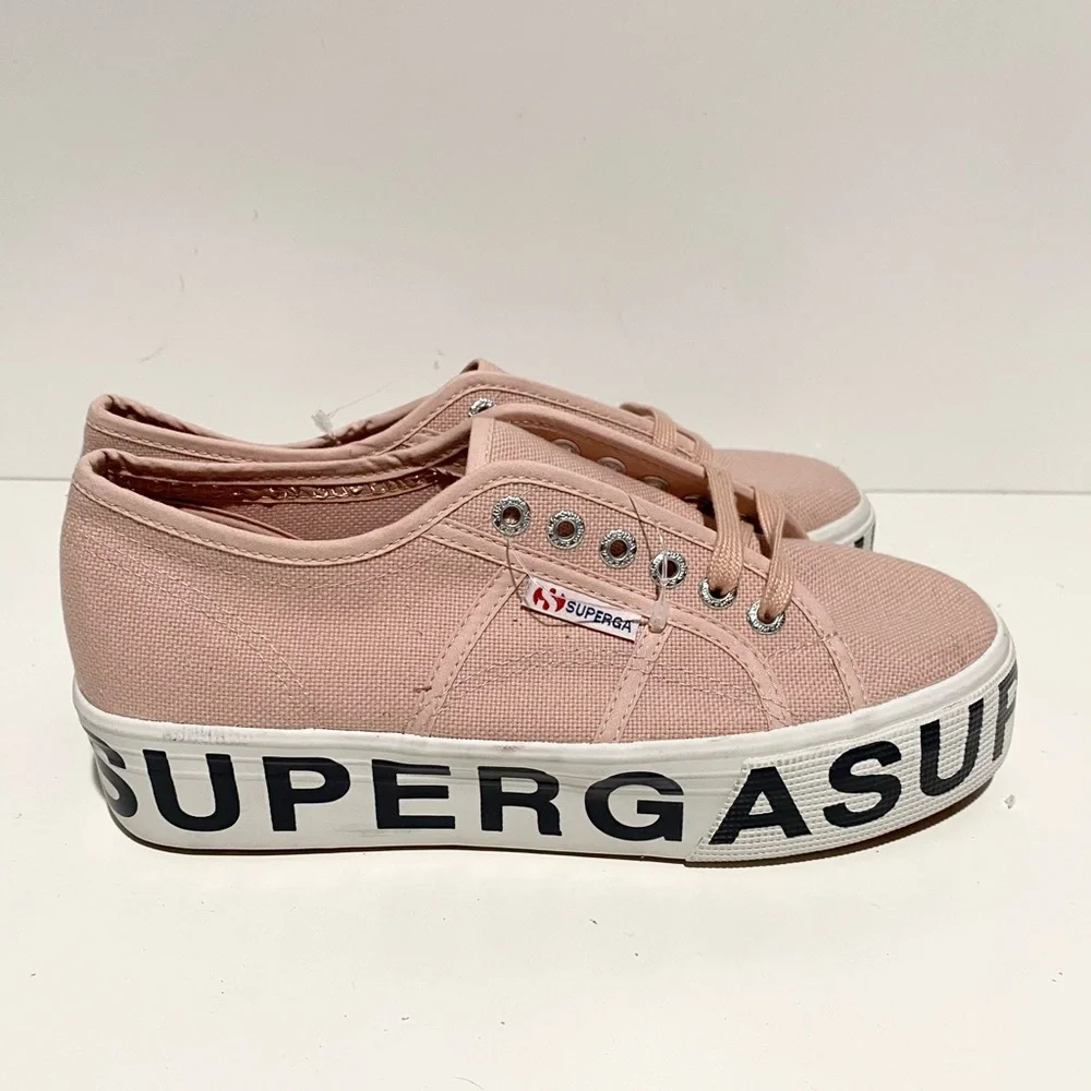 Superga‎ Women's Blush Pink Platform Sneakers Canvas 8